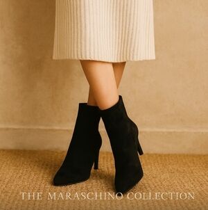 Amazon Essentials Faux Suede Stiletto Ankle Boots | Sleek Black | Women’s 10